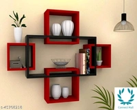 New Wall Shelves - (LXBXH):56X56X67 cm, Red White, Wooden